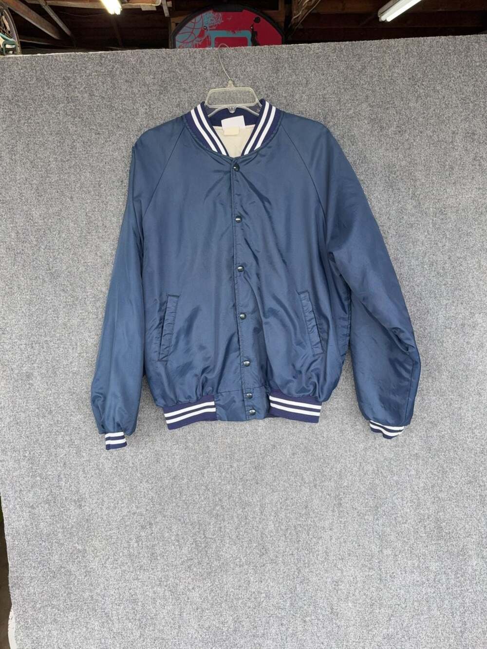 Vintage Hartwell Sports Navy Blue Quilted Bomber Varsity Jacket